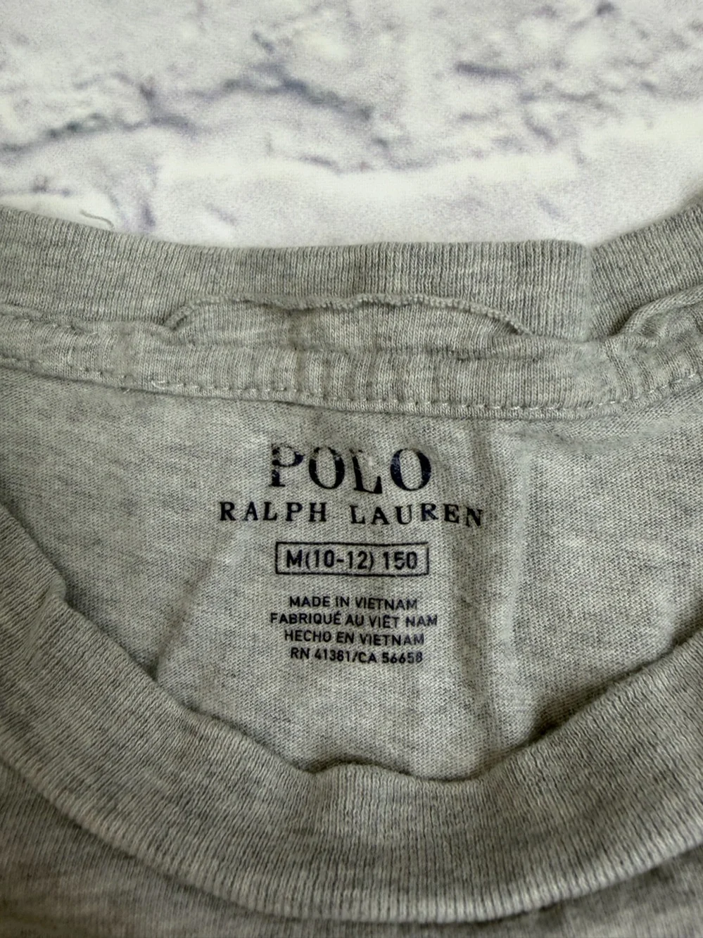 Ralph Lauren Polo Bear Graphic Tee - Gray with Red Accent. Boys Size 14/16 Large